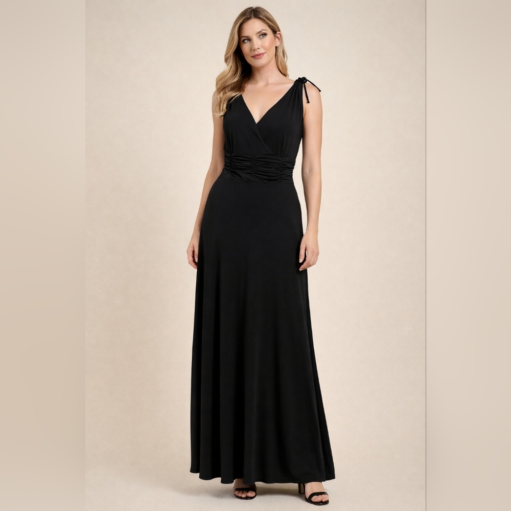 AA Studio AA Black Sleeveless Ruched Waist Dress